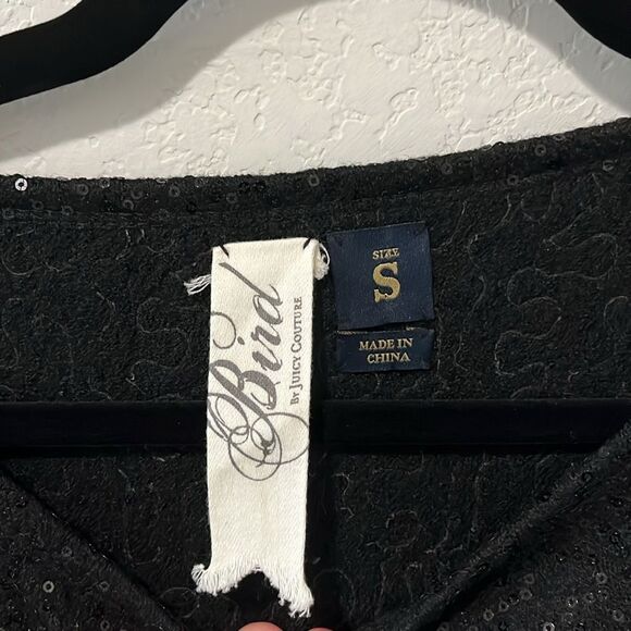 BIRD BY JUICE COUTURE Short Sleeve Black Sequin Dress, Pockets, Size S - Picture 5 of 9